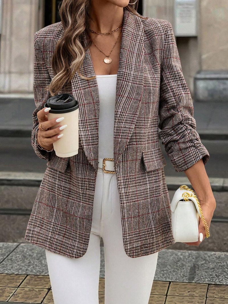 Blazer à col châle, manches trois-quarts, non doublé, chic