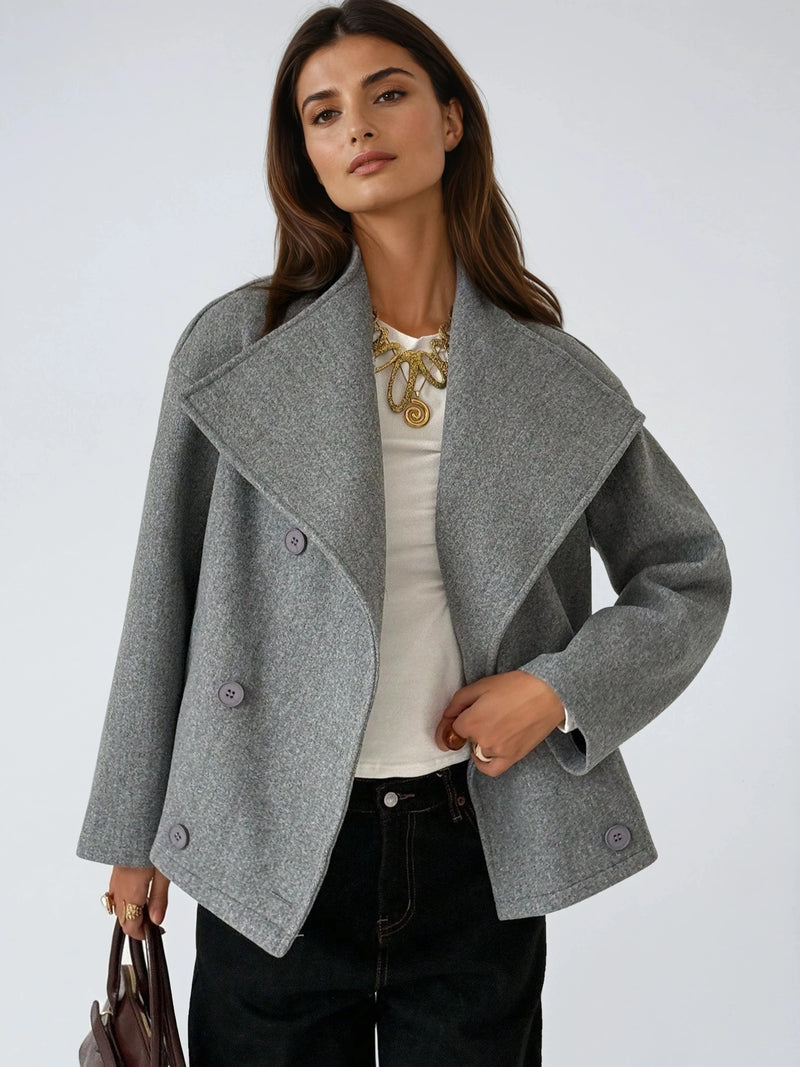 Manteau croisé chic avec poches automne-hiver