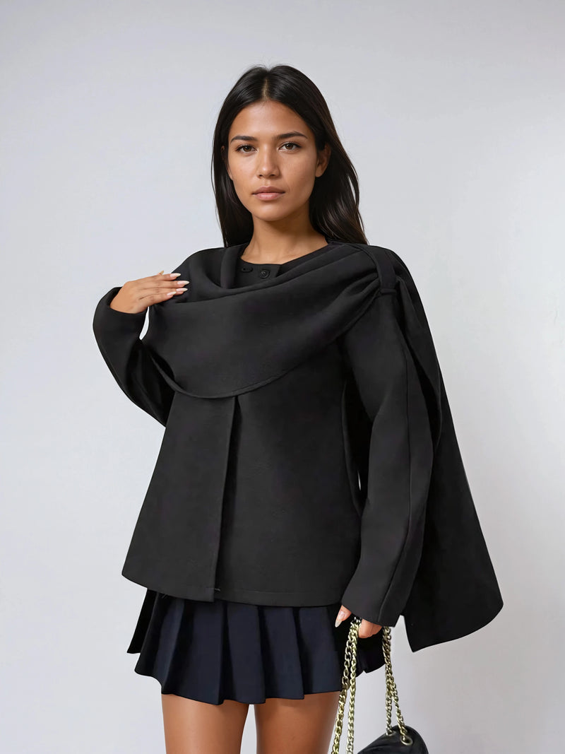 veste vintage noire à col châle