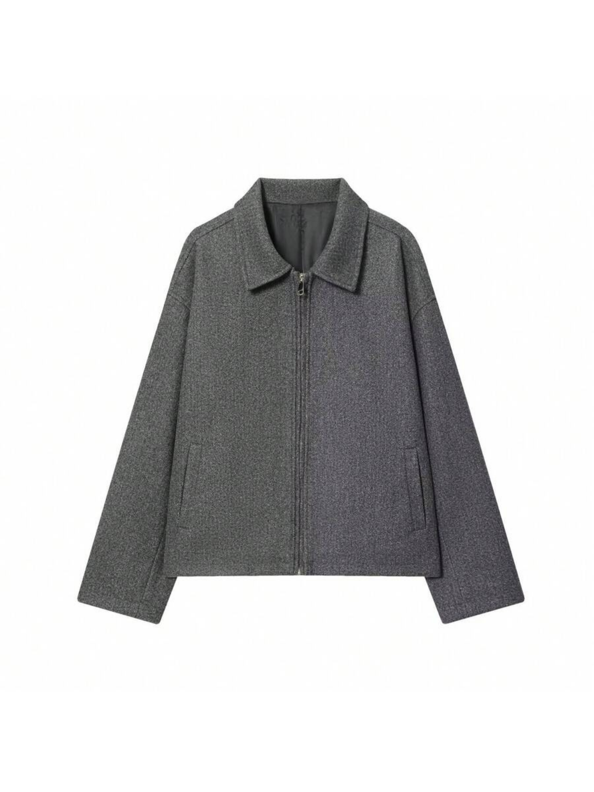 Veste d'automne minimaliste en laine mélangée à revers zippé