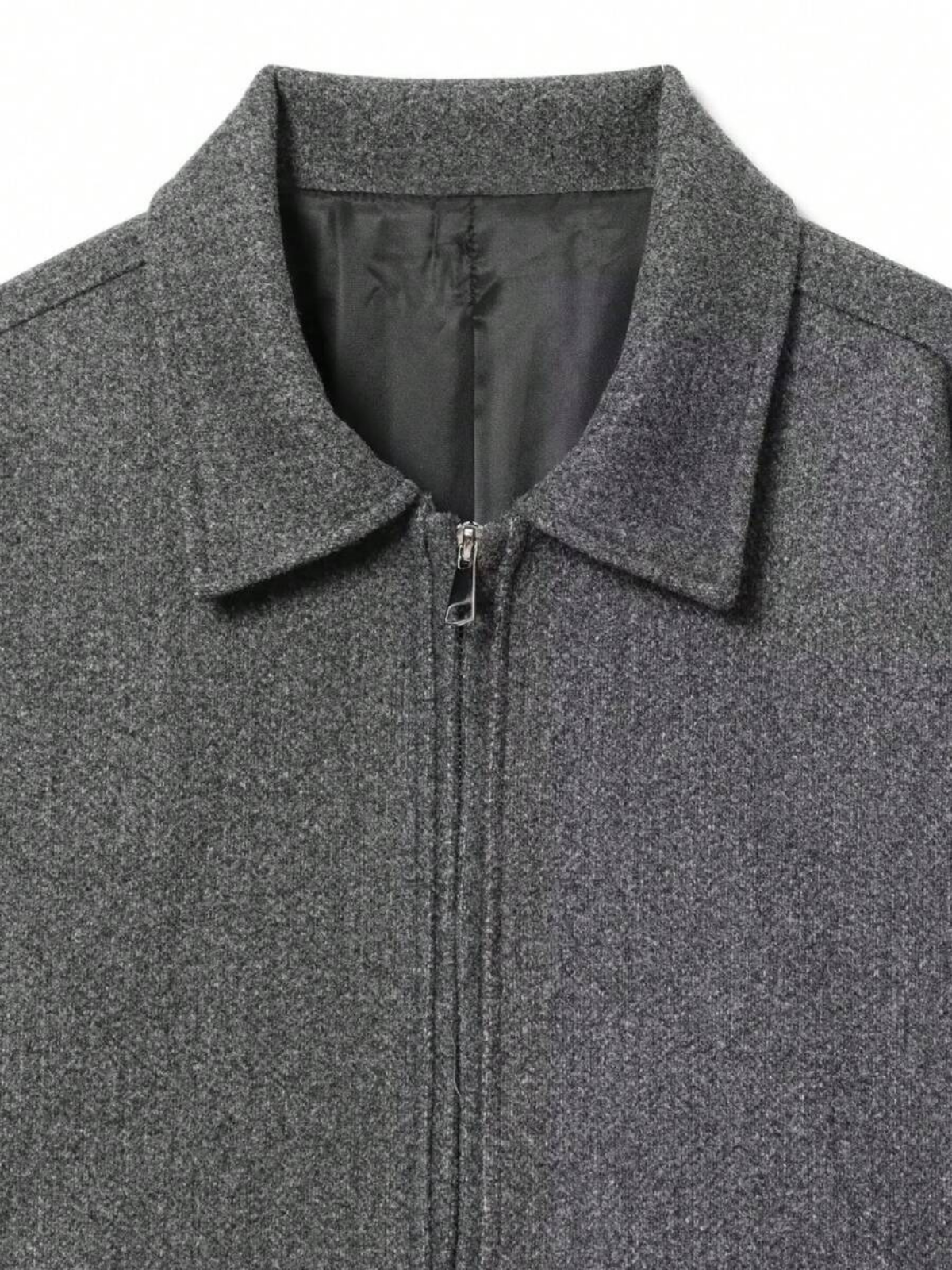 Veste d'automne minimaliste en laine mélangée à revers zippé