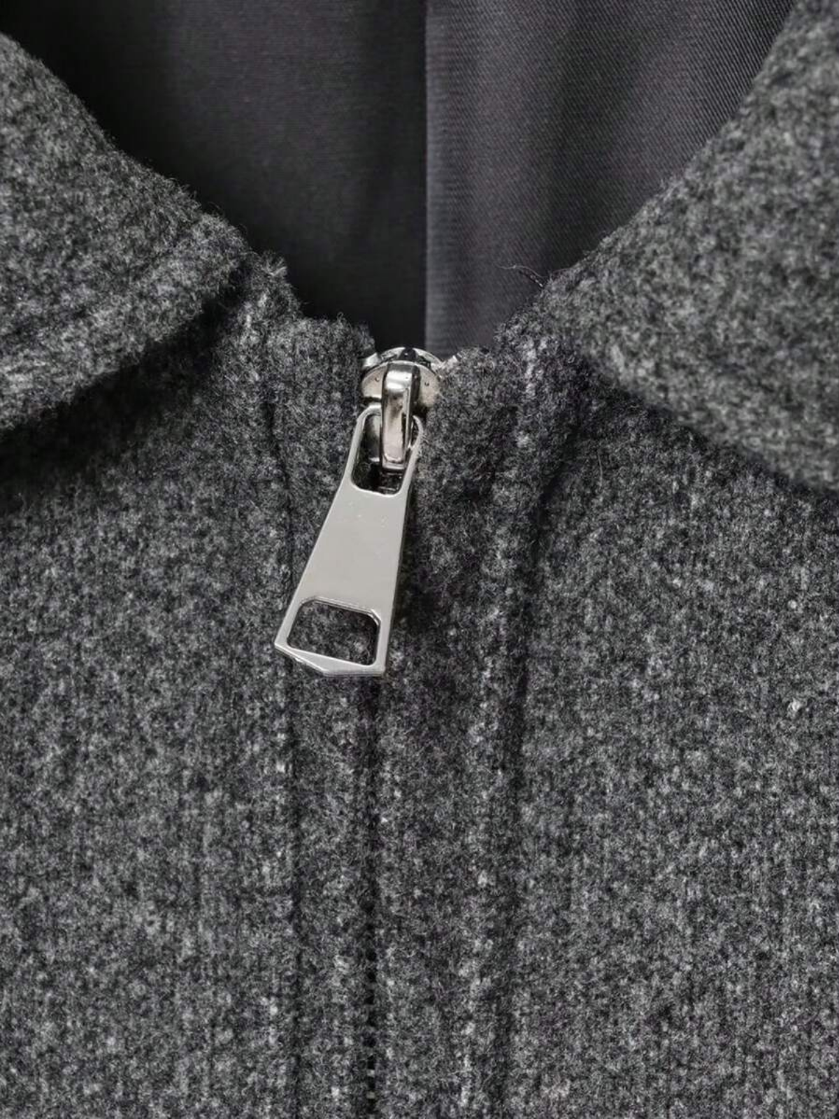 Veste d'automne minimaliste en laine mélangée à revers zippé