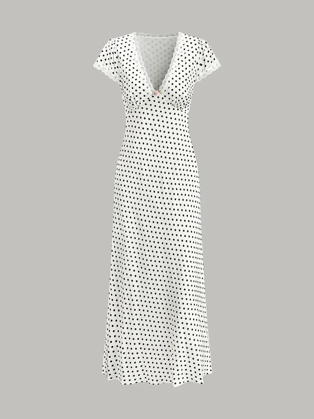 Polka Dot Lace-Trim Dress - LA FEMME WANDERER