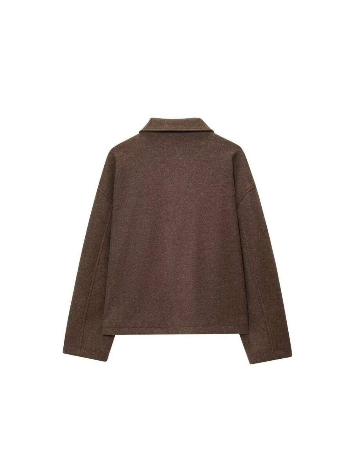 Veste d'automne minimaliste en laine mélangée à revers zippé