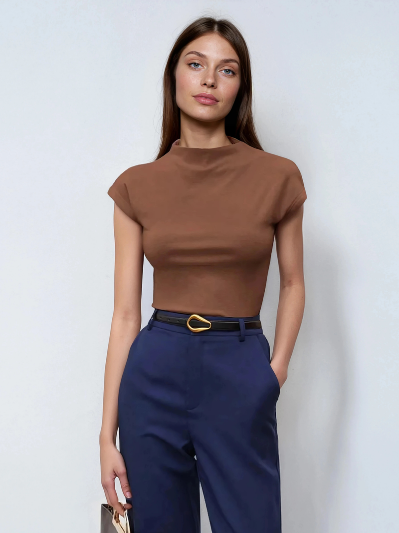 Haut à manches chauve-souris et col montant pour le bureau et l'école