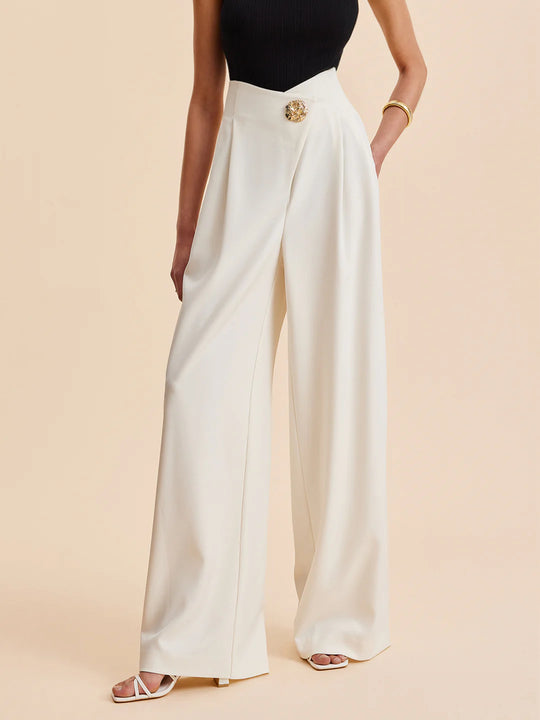 Pantalon large à jambes larges ornées