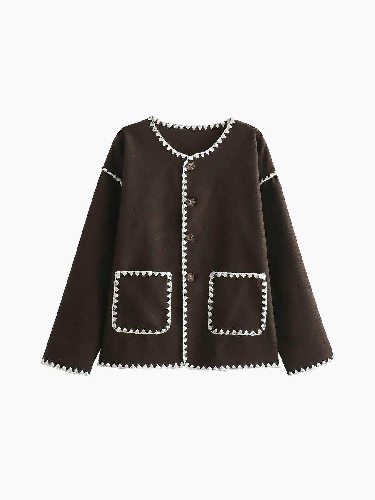 Essential Contrast Trim Coat - LA FEMME WANDERER