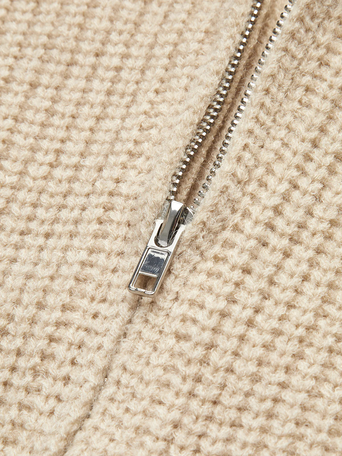 Ribbed Zipper Lapel Cardigan - LA FEMME WANDERER