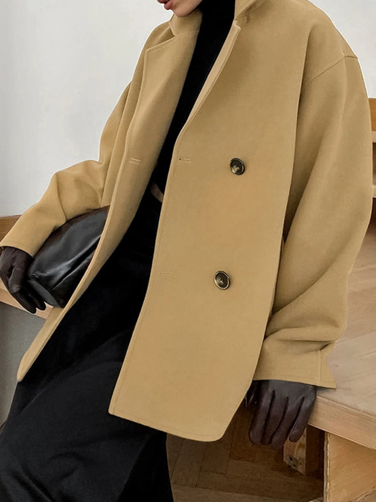 Lapel Warm Taupe Jacket - LA FEMME WANDERER