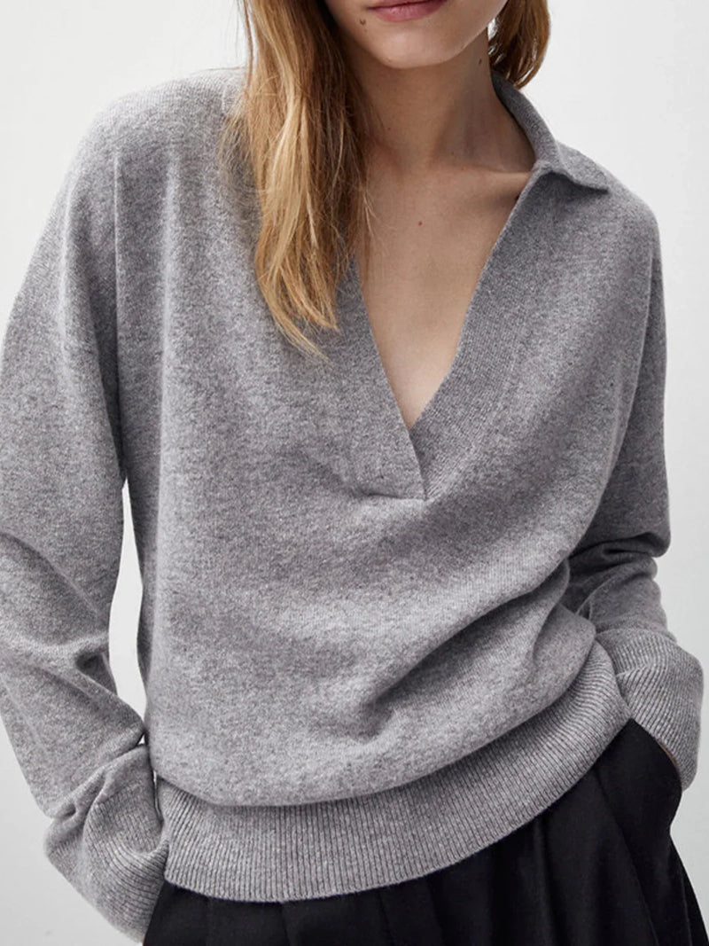 Pull tricoté décontracté à col polo