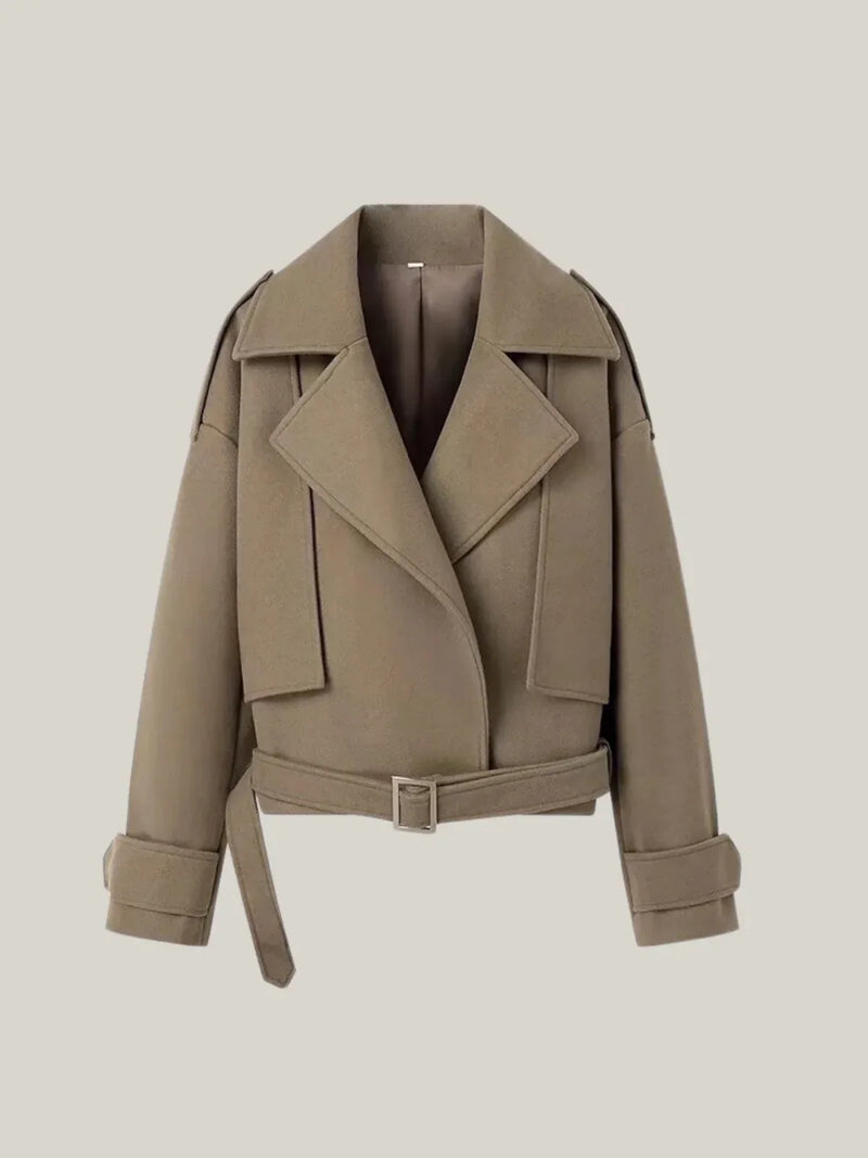 Manteau en laine mélangée à col ceinturé