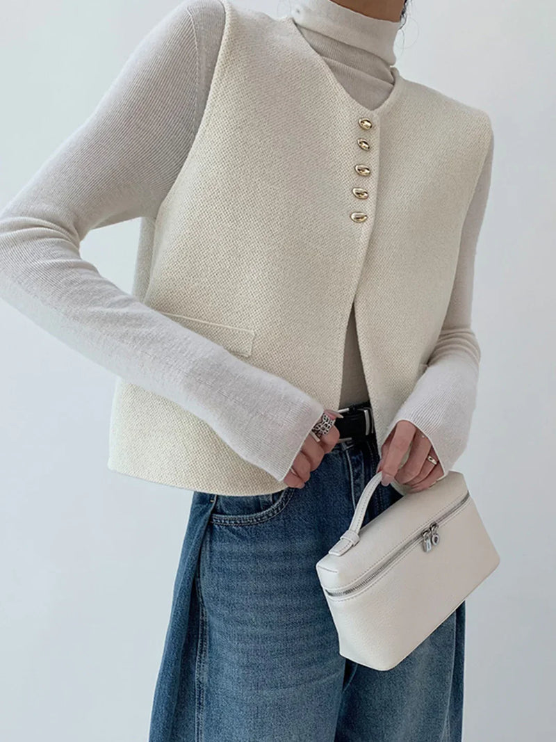 Old Money Style Split Sweater Vest