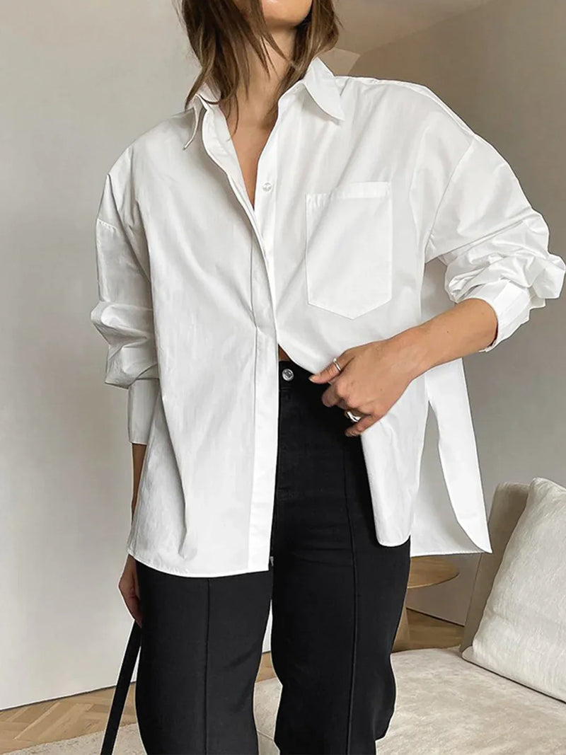 Chemise boutonnée minimaliste mi-longue