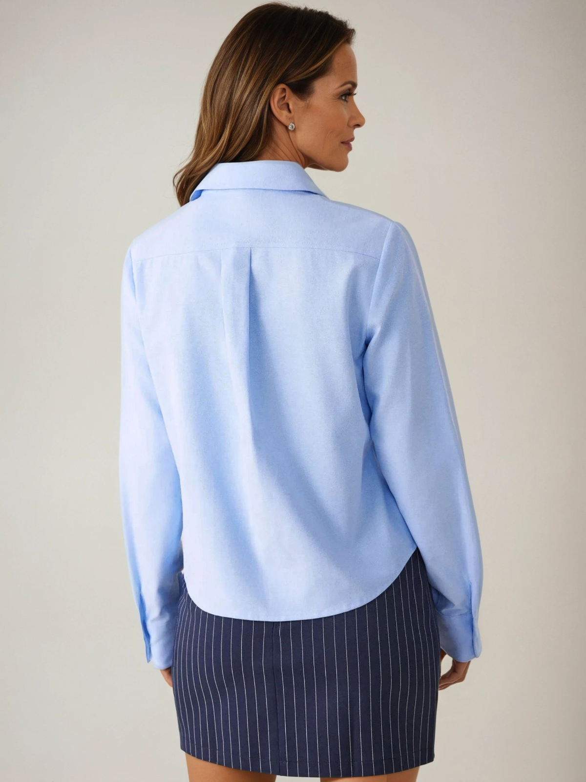 Always Professional Long-Sleeved Blue Shirt - LA FEMME WANDERER