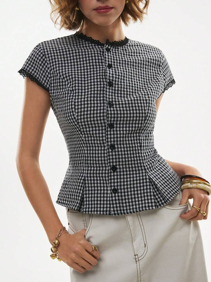 Always Elegant Cotton Lace Trim Top