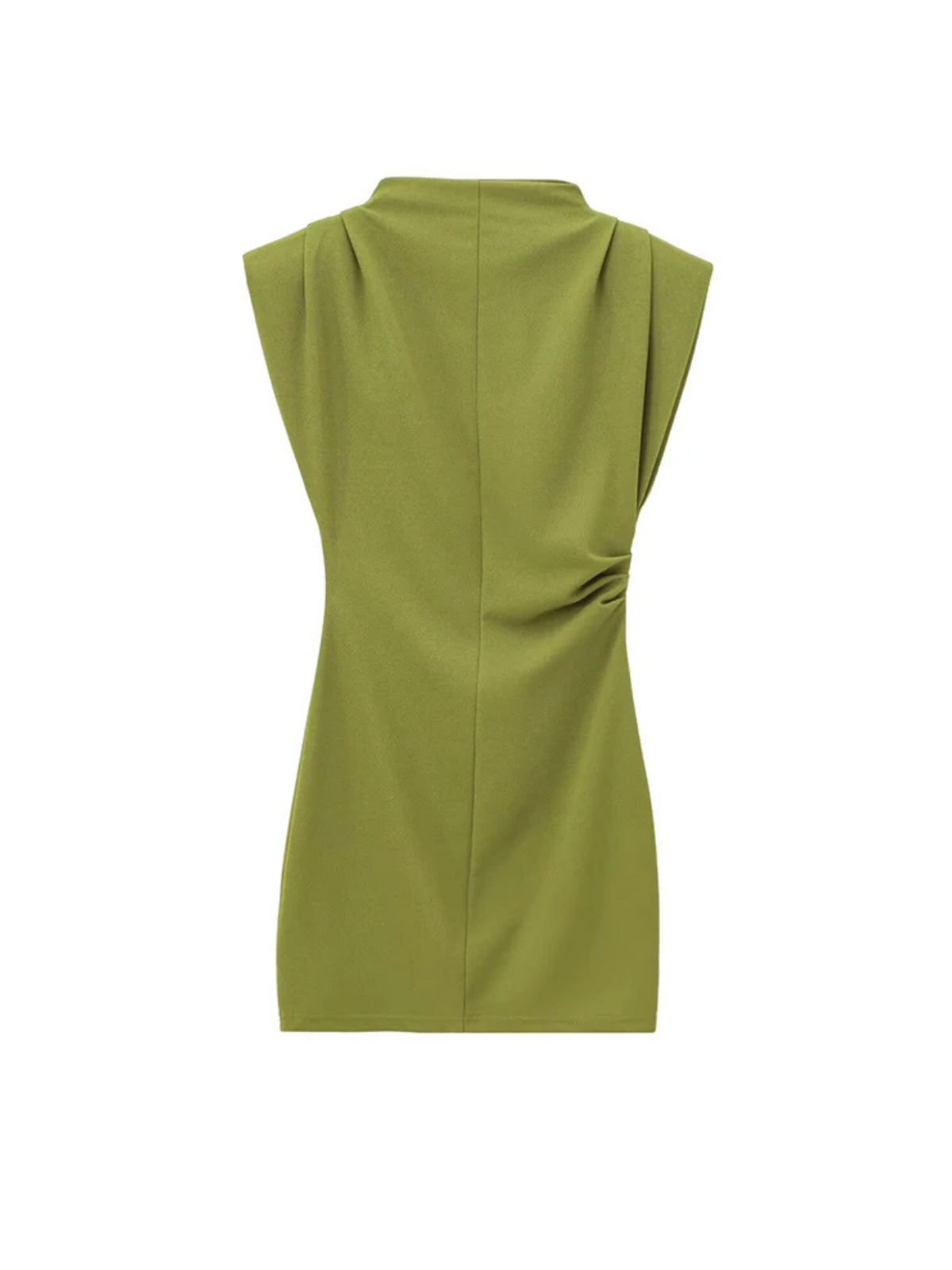 Emerald Ruched Mini Dress With Shoulder Pads