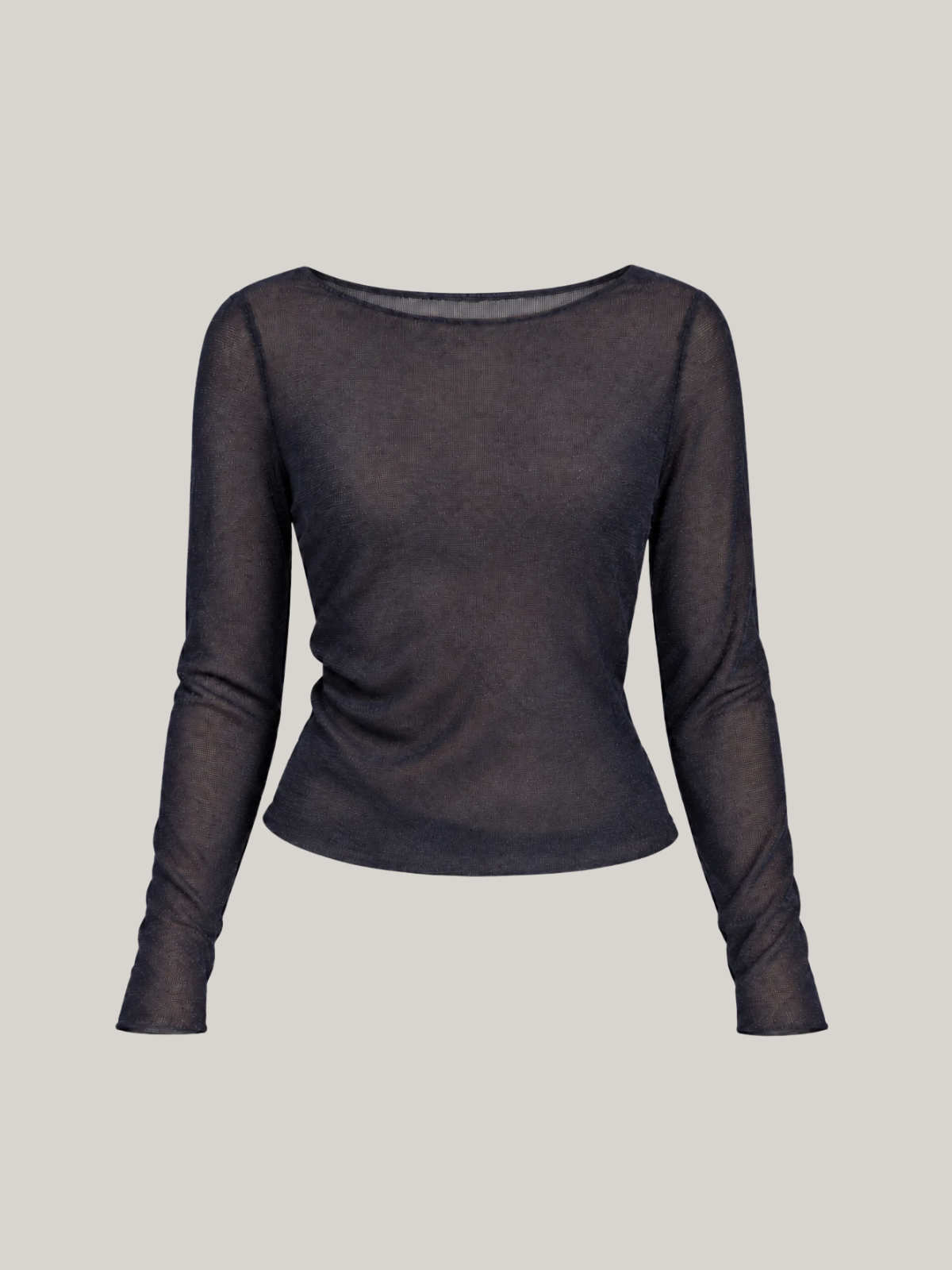 Sheer Draped Back Long Sleeve Top