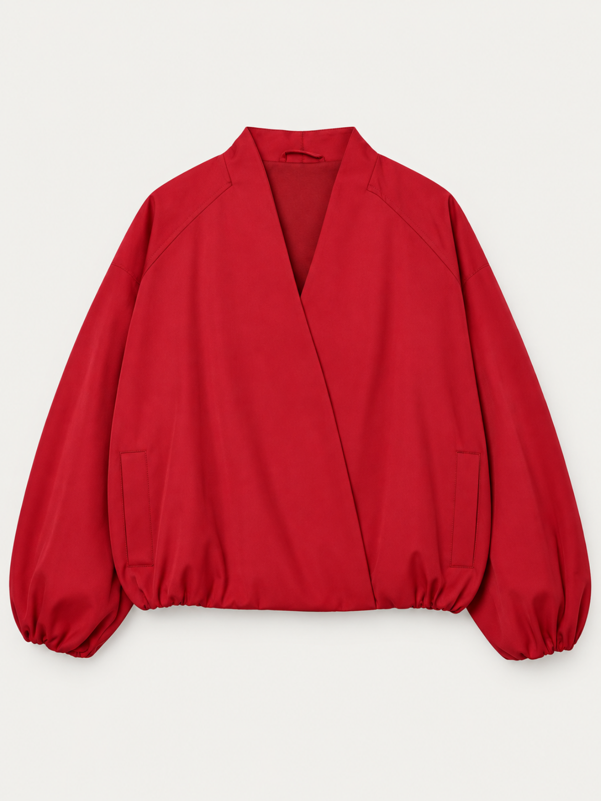 Draped V-Neck Lightweight Blouson Jacket