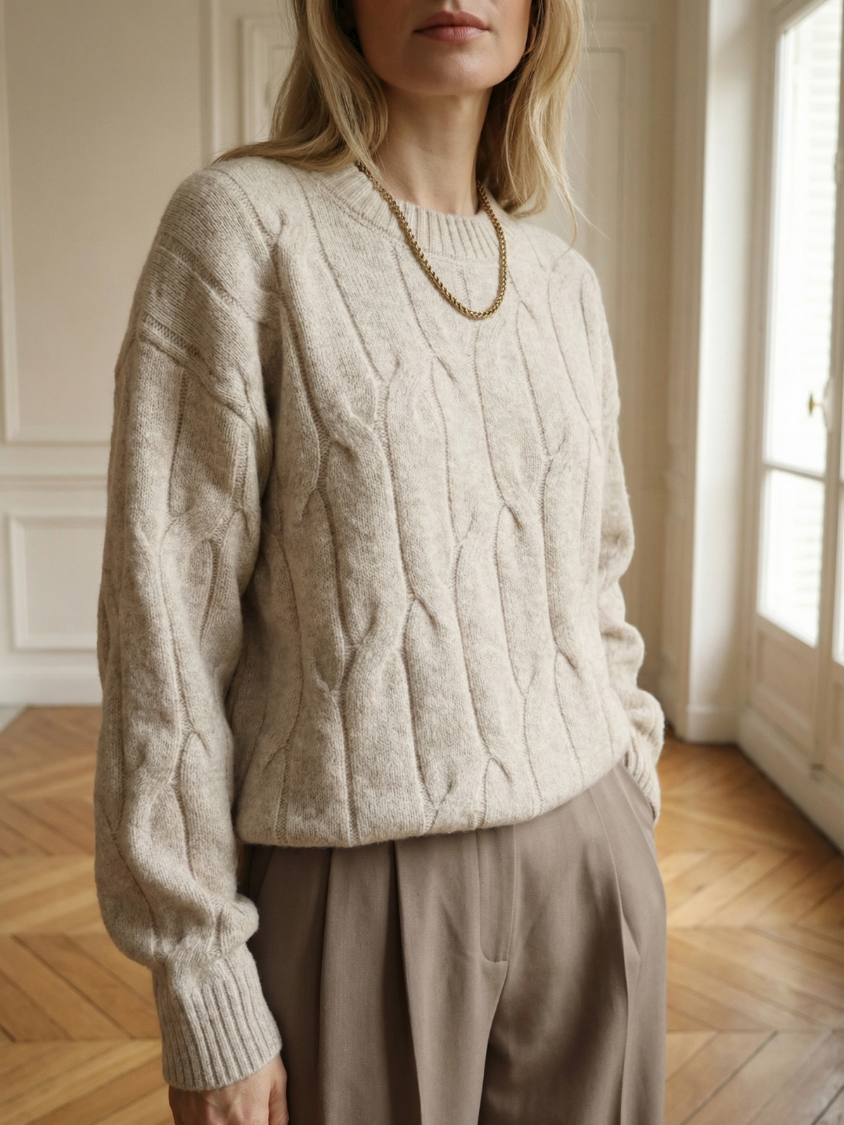 Pull en maille torsadée confortable