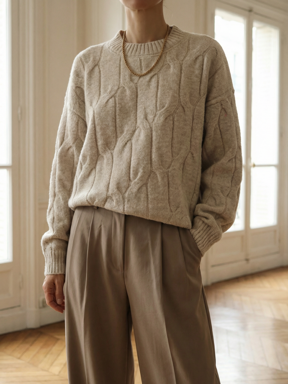 Pull en maille torsadée confortable