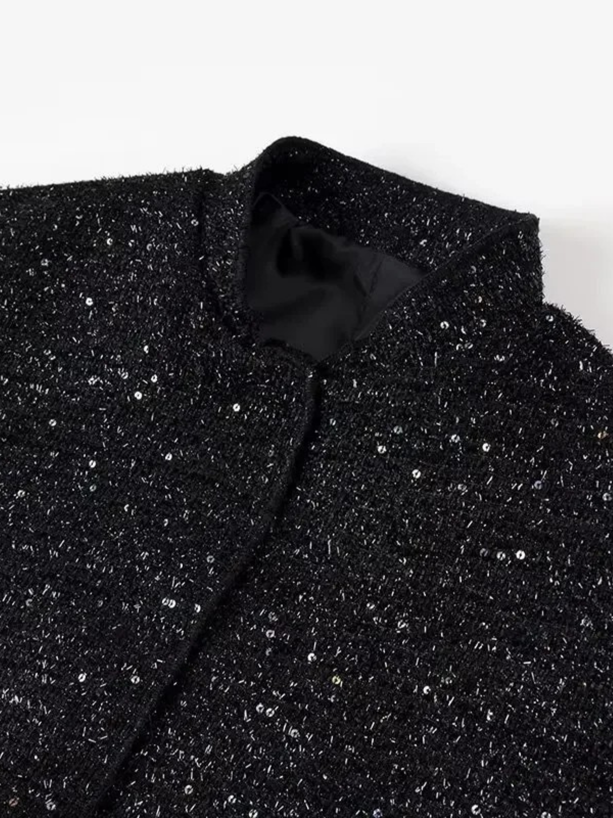 Midnight Sequin Loose Stand Collar Jacket