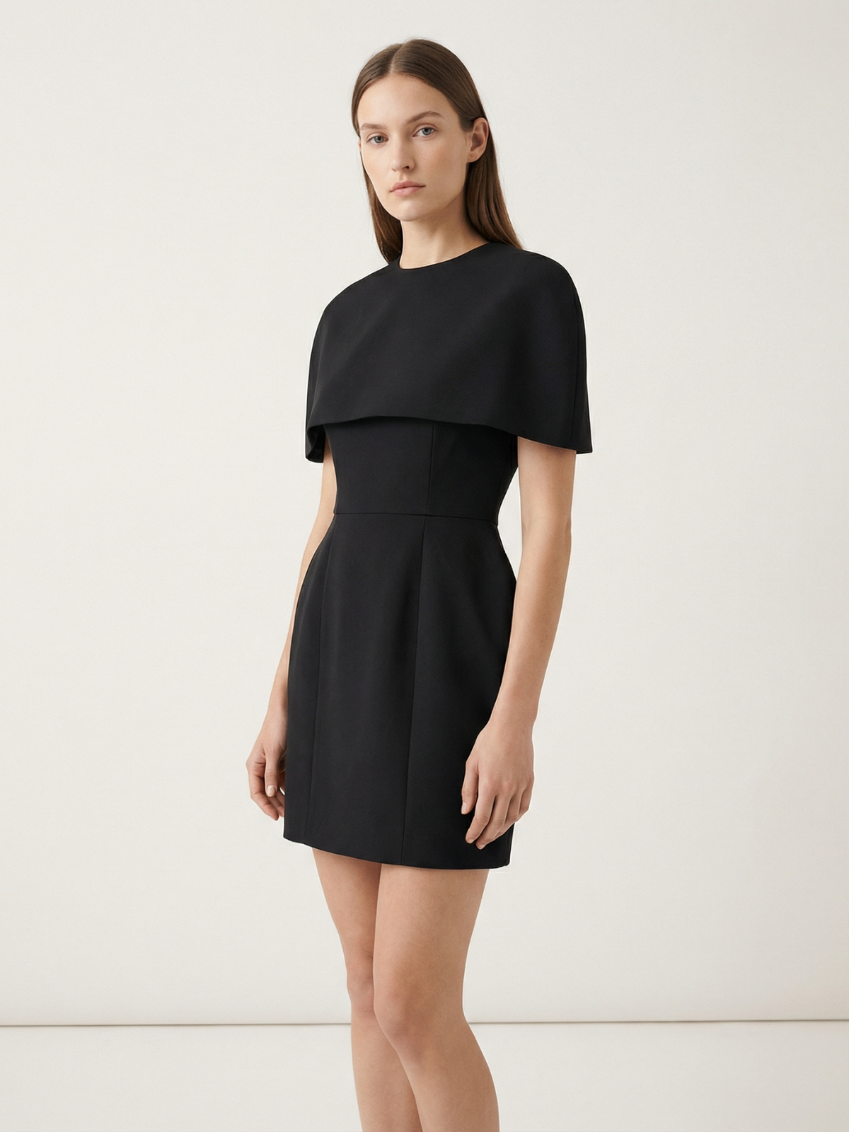 Elegant Solid Shawl Mini Dress Chic Evening Wear